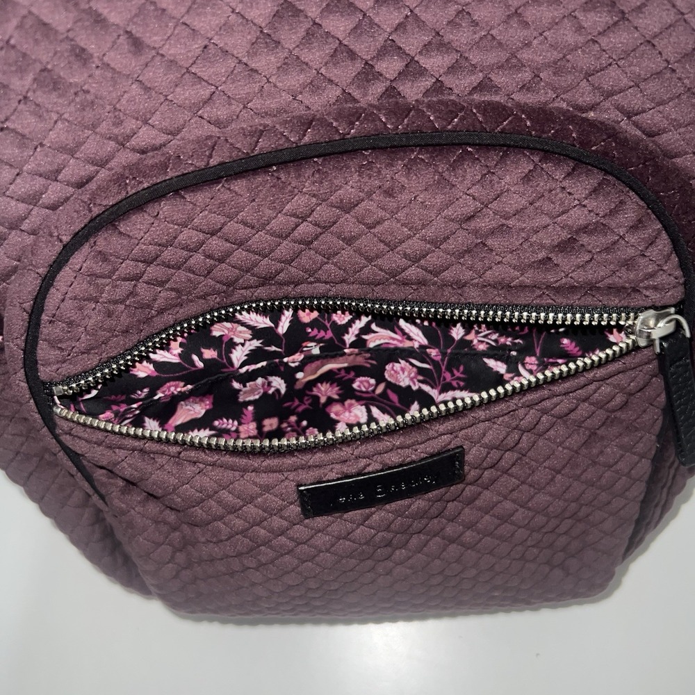 Vera Bradley Quilted Velvet Small Backpack Raisin Mulled Wine Foxwood Lining